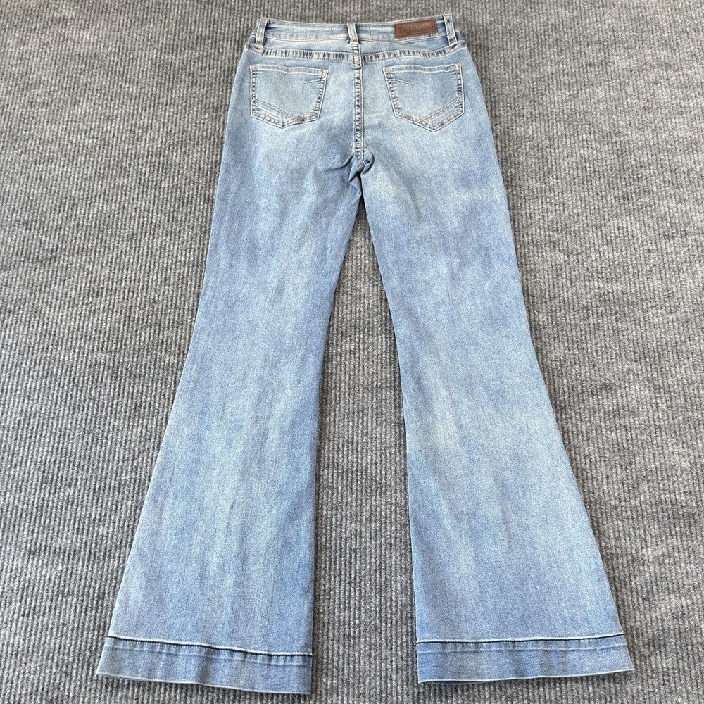 Rock & Roll Trouser Flare Jeans Womens 27x34 Light Wash High Rise Front Slit Leg - Picture 7 of 16